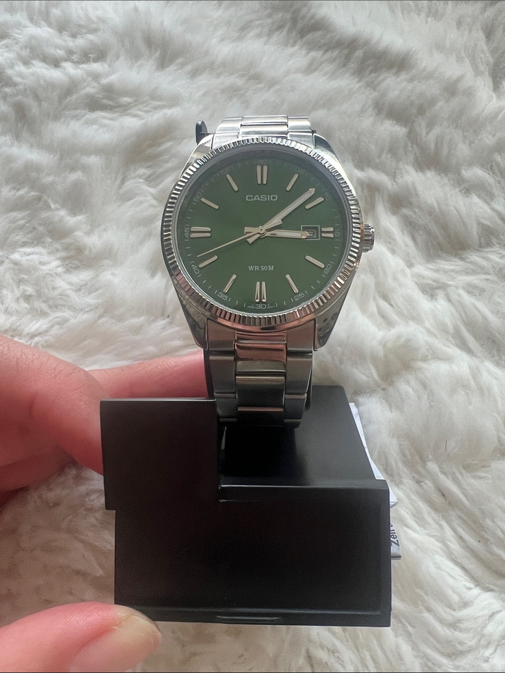 Casio Men's Vintage Green Dial
Stainless Steel Watch